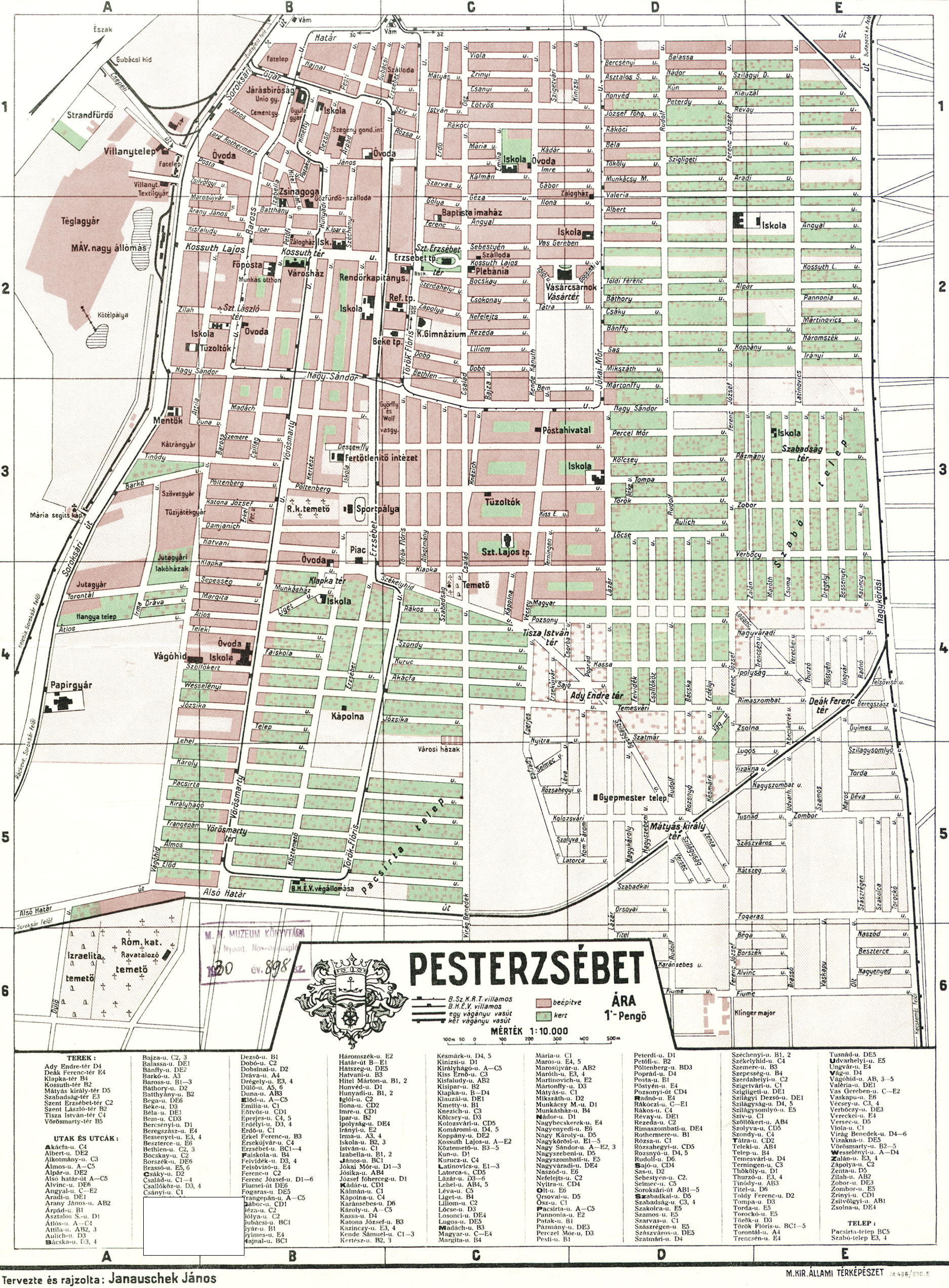Térkép, a Pesterzsébeti Múzeum tulajdona